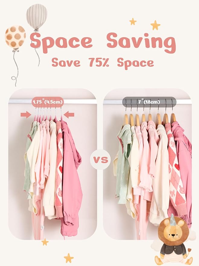 HOUSE DAY 11 Inch Velvet Baby Hangers 50 Pack Lt-Pink, Premium Kids Hangers for Children, Infant & Toddler Clothes, Durable Non Slip Small Baby Felt Hanger for Closet, Ideal for Everyday Use