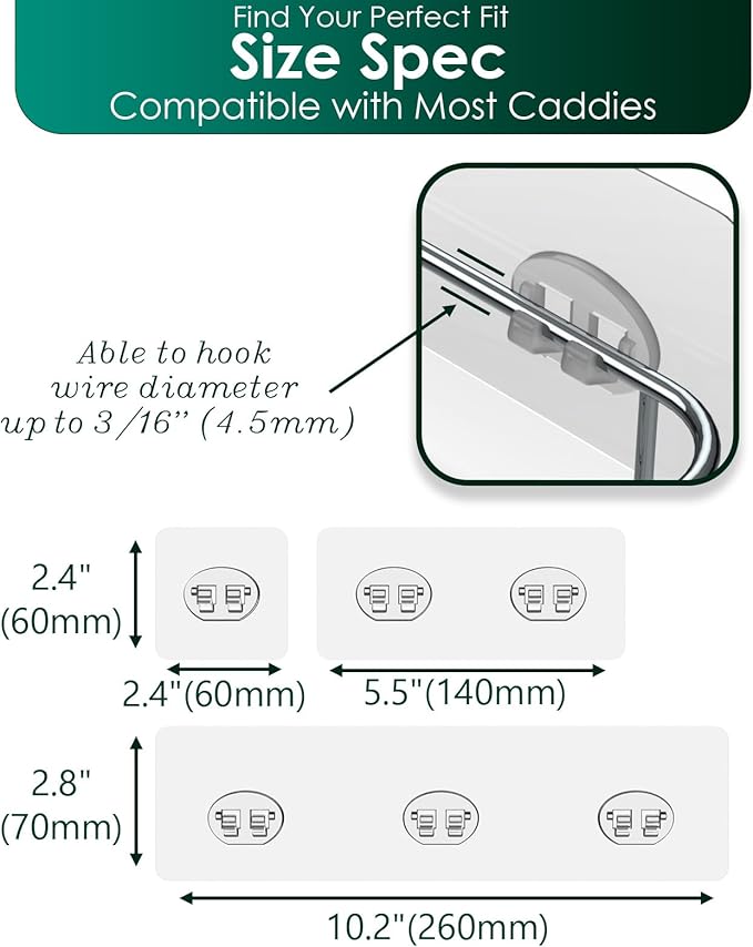 Jovware Upgraded Adhesive Hooks for Wall Mount, Self-Adhesive Corner Shelf Shower Caddy, Waterproof Bathroom & Kitchen, Wire Hook 12 Pack