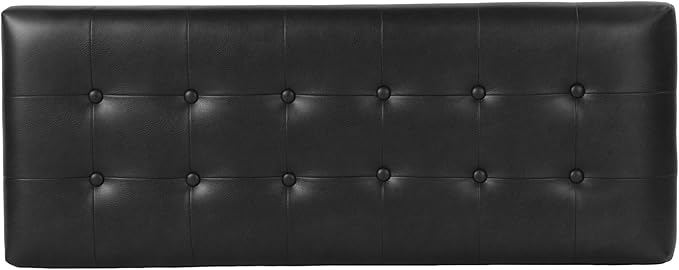 Spatial Order Large Tufted Storage Bench - Black Faux Leather