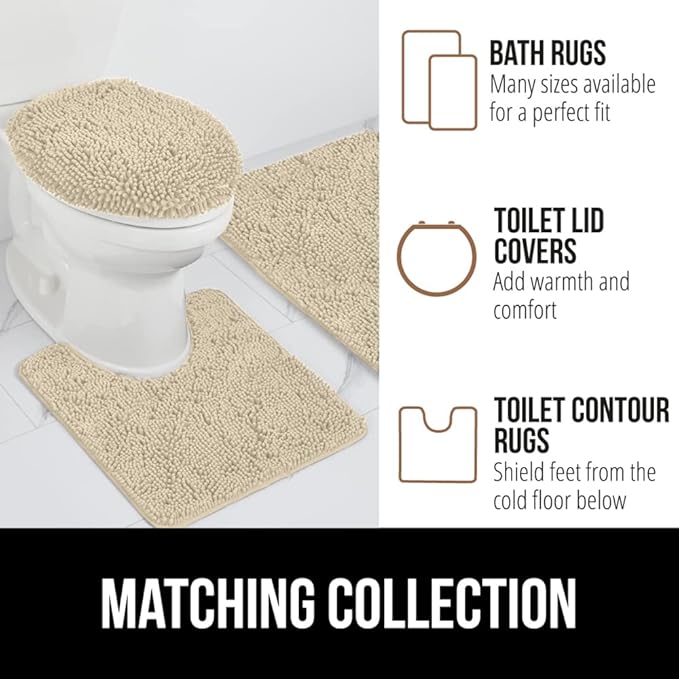 GORILLA GRIP Bath Rug Mat 36x24, Thick Soft Absorbent Chenille, Quick Dry Microfiber Mats, Rubber Backing Washable Shower Floor Rugs, Bathmat Runner, US Designed Bathroom Home Decor Accessories Sand