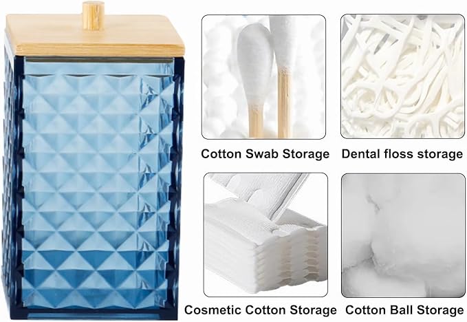 Blue Bathroom Accessory Set, 6 PCS Blue Bathroom Accessories Set, Soap Dispenser, Toothbrush Holder, Soap Dish, Mouthwash Cup, Cotton Swab Holder and Toilet Brush, Acrylic