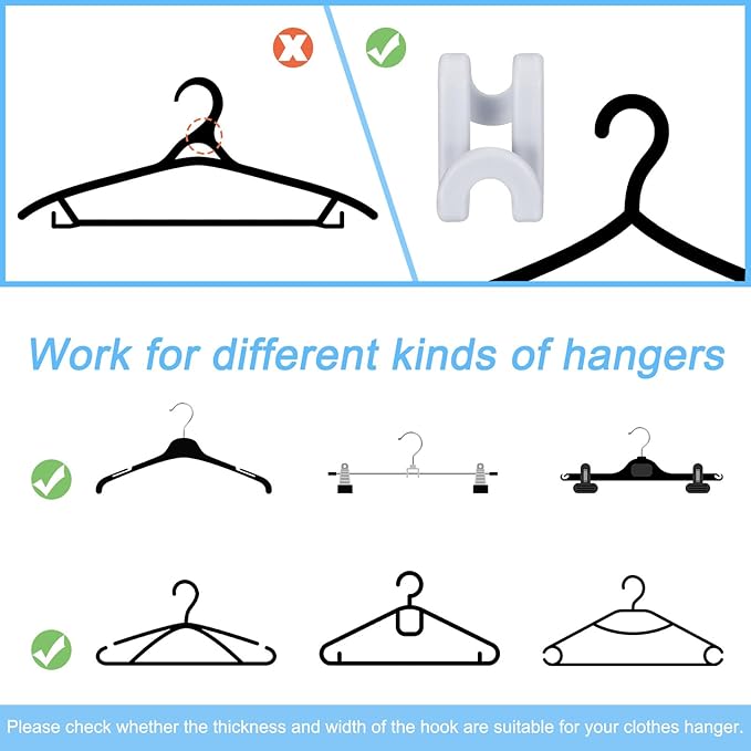 uxcell Clothes Hanger Connector Hooks, 20Pcs - ABS Hanger Hooks, Hanger Extender Hooks, Hanger Hooks Space Saver for Closet (Grey)