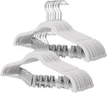 ManGotree Pants Hangers with Movable Clips, Non-Slip Velvet Skirt Hangers, Space-Saving Clothes Hangers for Pants, Skirts, Shirts, Coats, Dresses (18 Pack, White)