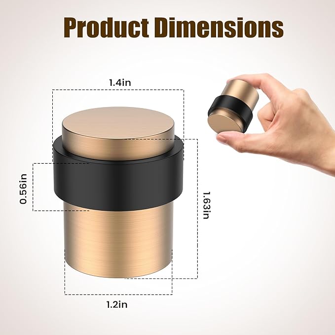 10 Pack Brushed Rose Gold Door Stoppers for Floor Mounting， Door Stopper Heavy Duty，304 Stainless Steel Cylindrical Made with Rubber Bumper，Floor Mount Door Holder Keep Door Open