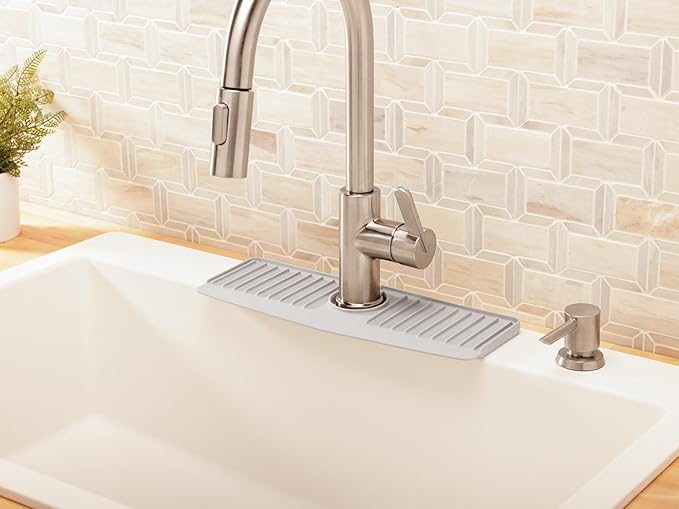 WeatherTech FaucetMat - Protect Your Kitchen & Bathroom Countertops - Light Grey/Pebble