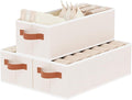 Storage Bins, Fabric Foldable Baskets for Shelves, Collapsible Storage Box Containers with Double Handles, Beige, 15 x 6 x 5 Inch, 3-Pack