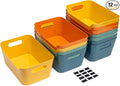 Tiawudi 12 Pack 4.5L Storage Bins, Plastic Storage Baskets for Home Classroom Organization, Multi-Use Organizer Bins for Cabinet, Pantry, Drawer, Closet, Countertop or Shelves, Colorful Containers