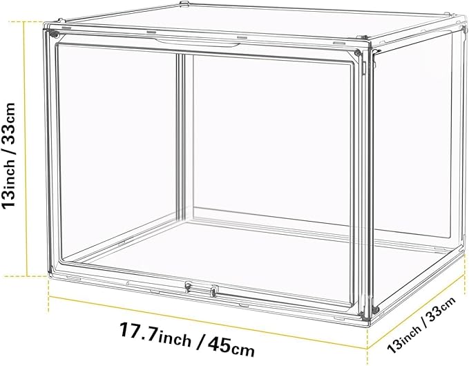 Large Clear Stackable Acrylic Storage Bins with Door, Dustproof Figure Collectibles Display Case, Football & Motorcycle Helmet Showcase, Basketball, Sports Memorabilia Organizer (XL, Count, 3)