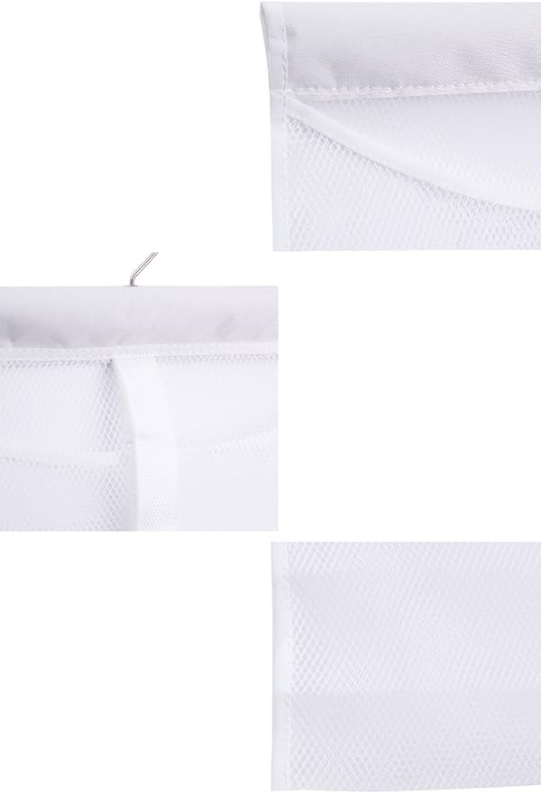 ALYER Hanging Mesh Shower Pockets for 34oz/1000ml Shampoo and Conditioner,Colorful Bath Toy organizer,Hanging Tandem Type Closet Accessories Storage Bag,White
