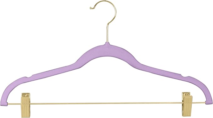 Simplify 6 Pack Velvet Hangers with Clips | Skirt and Pants | Slim Space Saving | Closet Organization | Non-Slip | Prevent Creases | Swivel Neck | Durable | Lavender