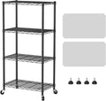 SINGAYE 4 Shelf Storage Wire Shelves Closet Bathroom Organizers Metal Pantry Kitchen Garage Shelving Unit Laundry Room Organization Home Narrow Rack Net Basket with Wheels White