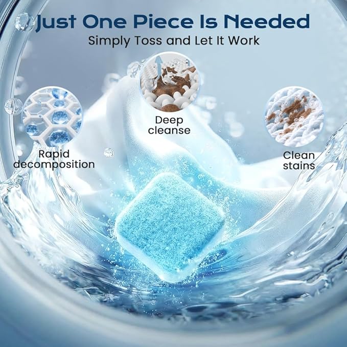Washing Machine Cleaner Tablets, 2026 Upgrade 12/24/36-Pack (12 Month Supply) for HE/Top/Front Load Washers - Removes Stubborn Pet Hair, Odors, Mold & Residue, Septic Safe & Fragrance Free (24 PACK)
