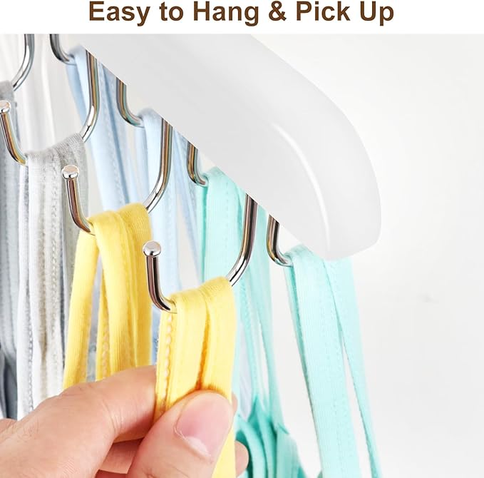 Bra Hanger for Closet, Tank Top Hanger 20 Hooks Capacity Foldable Wood Space Saving Hangers Closet Organizers and Storage for Dorm & Apartment for Tank Top, Bra, Scarf etc.