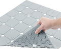 MEIMEIDE Shower Mat Non Slip 21"x21" Silicone Foldable Bath Mat with Suction Cups & Drain Holes, Odorless, Eco-Friendly & Durable, Machine Washable Shower Stall Mat for Adults, Seniors Grey