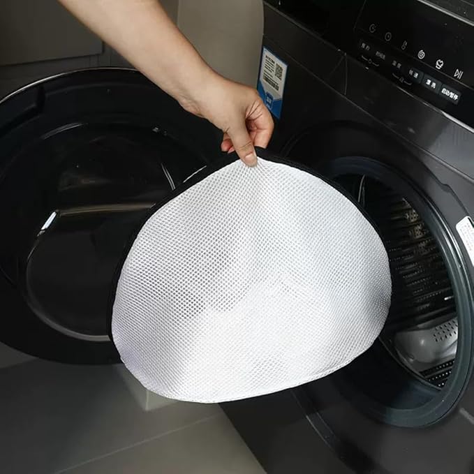 Mesh Laundry Shoe Bag for Washing Machine, White with Black Trim, Protective Wash Bag (1, Large)