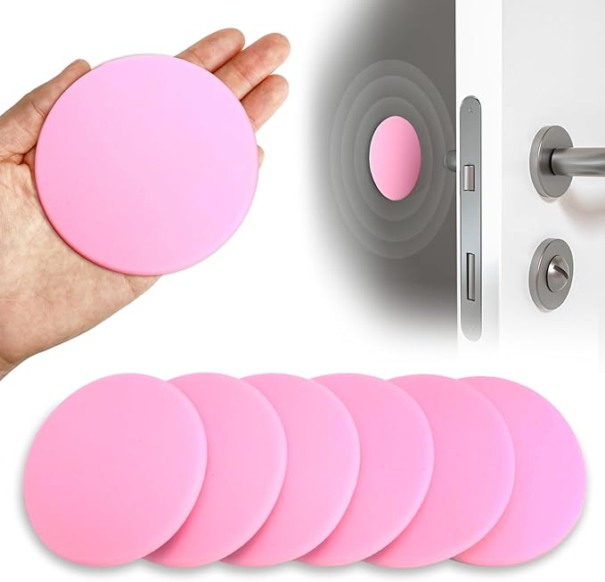 3.15" Large Wall Door Handle Stopper, 8PCS Pink Self Adhesive Wall Protector Rubber Door Bumpers, Solution for Stopping Damage from Doors Knobs, Shock Absorbent and Noise Reduction
