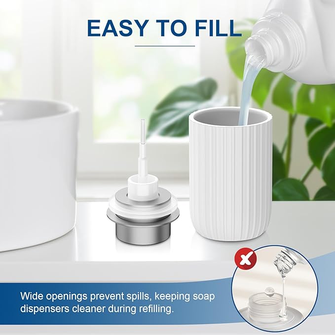 Ceramic Foaming Soap Dispenser, 12 oz Bathroom Foam Hand Soap Dispenser, Refillable Lotion Soap Dispenser with Removable Pump for Kitchen Hand Wash Dispenser, Modern Home Decor (White)