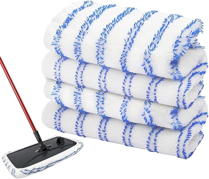 4 Pack Mop Heads Replacements Compatible with Cedar Hard Wood Flooring 'N More Ultra-fine Fiber mop - Microfiber Mop Refills for Cedar Mop Wet and Dry Use 15x8 Inch Pads