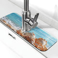 Faucet Draining Mat For Kitchen Sink, Beach Seashells Starfish Diatom Mud Absorbent Drain Pad For Bathroom Kitchen Sink Splash Guard Drying Mat
