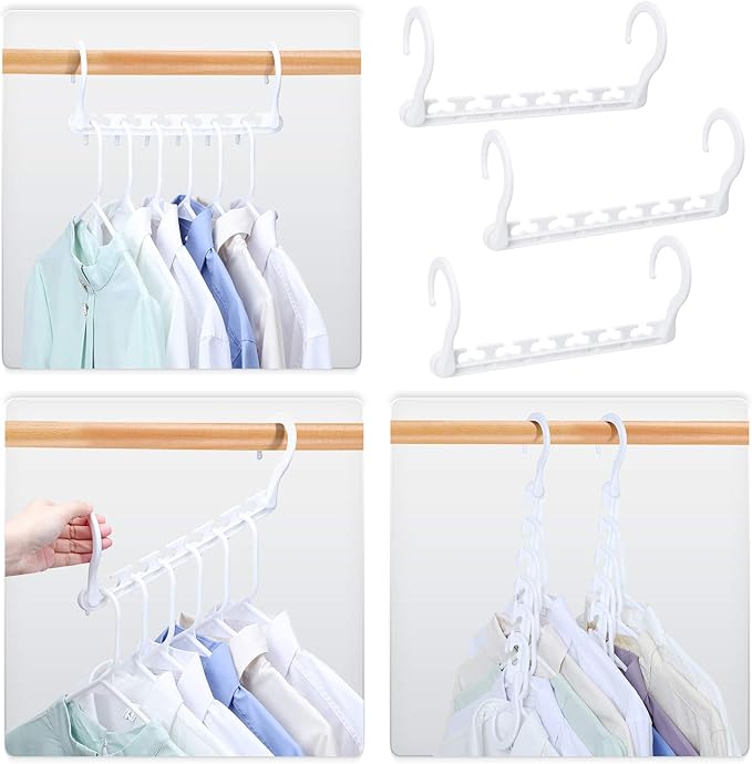 HOUSE DAY Sturdy Plastic Space Saving Hangers Cascading Hanger Organizer Pack of 20 Closet Space Saver Multifunctional Hangers for Heavy Clothes (White)