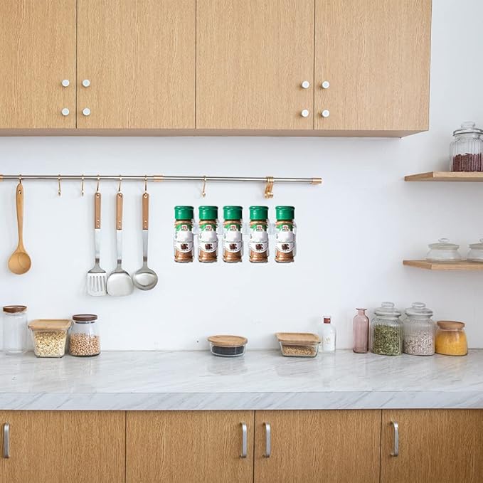 40 Spice Gripper Clips, 8 Strips Spice Racks Hold 40 Plastic Heavy Jars Bottles for Cabinet Door