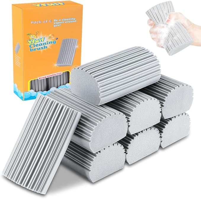 8-Pack Damp Clean Duster Sponge, Magic Sponge Eraser Baseboard Cleaner Tool, Dusters for Cleaning Blinds, Glass, Vents, Railings, Mirrors,Window Track Grooves and Faucets