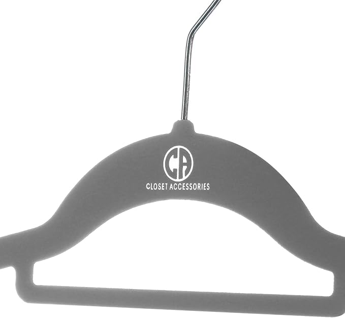 Velvet Hangers, Ultra Slim Space Saving, notches, tie bar, Swivel Hook, with 20 Bonus Matching Velvet Finger Clips. 30 Pack (Charcoal)