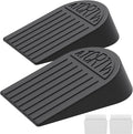 Rubber Widened Door Stopper Wedge – 2 Pack Black Door Stoppers Wedge for Bottom of Doorstop, Door Stop for Heavy Duty Doors with Self Adhesive Holder Ideal for Commercial & Home,Schools, Offices