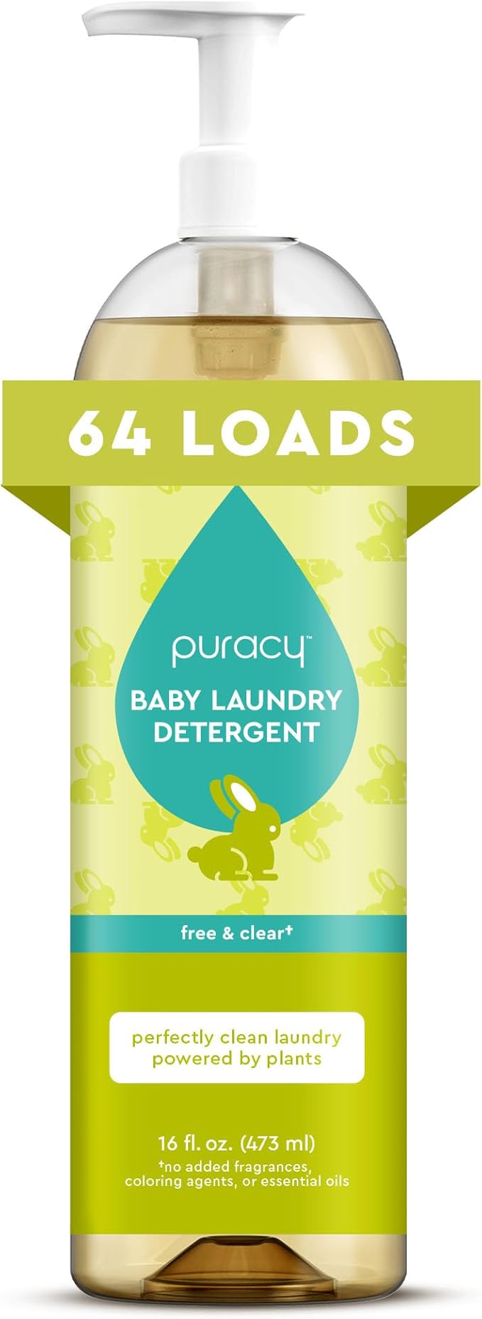 Puracy Liquid Baby Laundry Detergent - 1,4 Dioxane Free, Natural, Scent-Free Gentle Laundry Detergent Liquid Concentrate Laundry Pouch with Stain Fighting Enzymes (Baby- Free & Clear, 16oz)