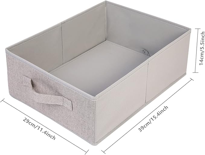 BOMKEE Clothings Collapsible Storage Bins, Foldable Drawer Organizers Closet Storage Baskets Cube Storage Bin for Bedroom Living Room (4 Pack, Grey, 15.4x11.4x5.5inch)