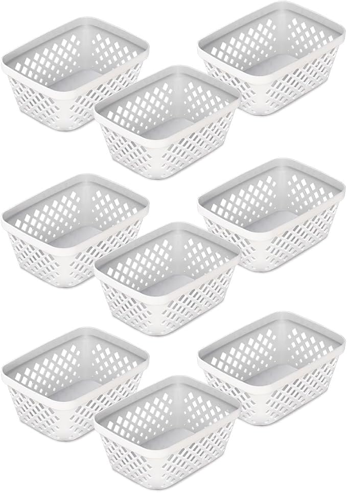 Glad Plastic Storage Basket Set - Multipurpose Drawer Trays, Kitchen Pantry Containers, and Bathroom Bins - 9 Pack Small Organizers, White, 6.25"L x 4.6"W x 2.7"H
