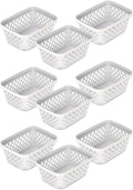 Glad Plastic Storage Basket Set - Multipurpose Drawer Trays, Kitchen Pantry Containers, and Bathroom Bins - 9 Pack Small Organizers, White, 6.25"L x 4.6"W x 2.7"H