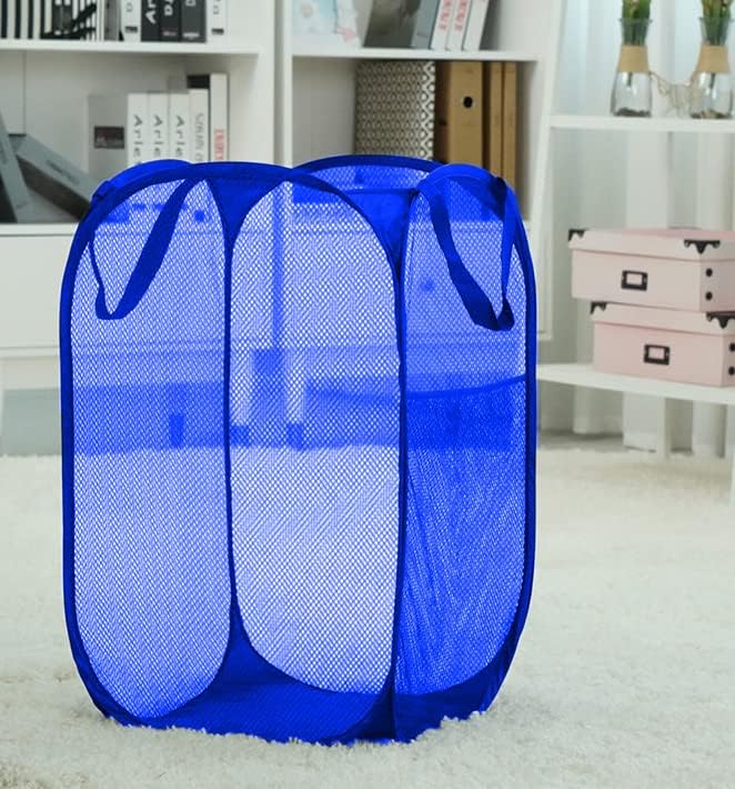 Mesh Laundry Hamper, Pop Up Laundry Basket, Collapsible Clothes Storage Bin for Bedroom, Dormitory, Apartment, Royal Blue