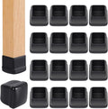 Ezprotekt 24 Pcs Black Chair Leg Sliders for Carpet, Square Chair Glides for Rug, Teflon Furniture Pads Leg Protectors Caps - for Dining Table, Bar Stool, End Table Legs (L Fit:1" - 1.4")