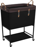 StorageWorks Laundry Cart, 2 Tier Rolling Laundry Basket, Heavy Duty Laundry Basket with Lockable Wheels, Laundry Room Organization and Storage, Clothes Hamper for Bedroom, Dorm, Closet, 29Gal, Black