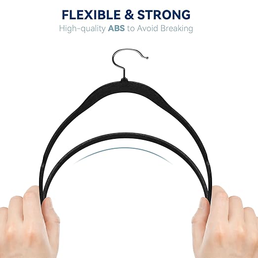Premium Velvet Hangers 60 Pack, Non Slip Clothes Felt Hanger Heavy Duty for Coat, Premium Slim Space Saving Suit Hangers for Closet Organizer, 360° Rotating Silver Hook