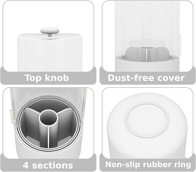 YOOLENS Toothbrush Holder with Cover 360 Rotating 4 Compartments Bathroom Toothpaste Electric Toothbrush Organizer, White
