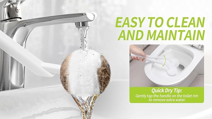 Toilet Brush and Holder Set, Toilet Bowl Cleaner Brush White, Scrubber Brush for Bathroom, Rv, Bathtub, Litter Box, Waste Bin