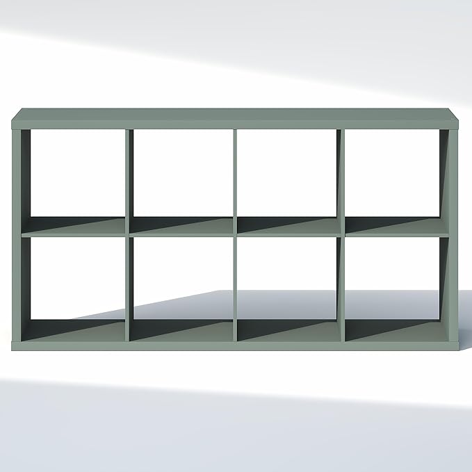 Furinno Cubic Closet Organizers and Storage, 8-Cube Closet Organizer, Open Shelf Closet Storage, Extra Thick Frame for Wardrobe, Bedroom, Living Room, Sage Green