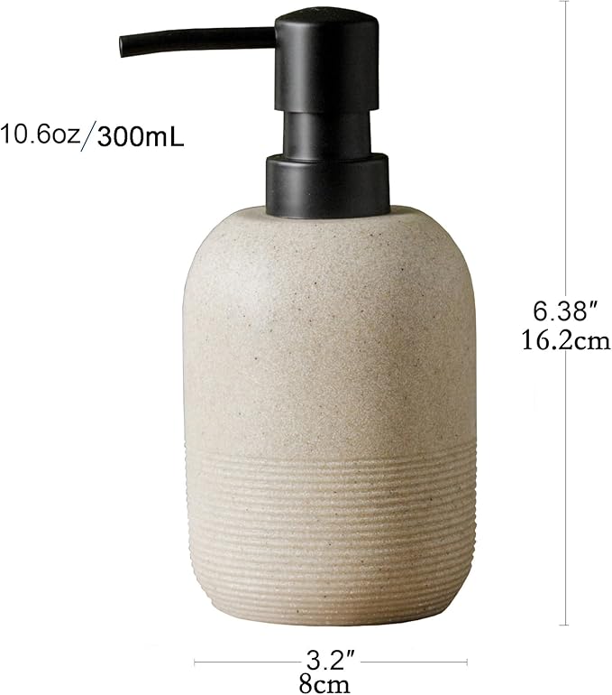 Soap Dispenser Beige,Hand Soap Lotion Dispenser for Bathroom Countertop,Soap Dispenser for Kitchen.
