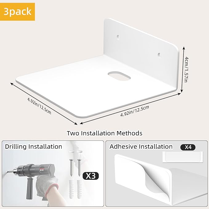 Wisfame Small White Floating Shelves Set of 3, Metal Hanging Shelves for Bathroom, Living Room, Bedroom, 5 Inch Wall Display Shelves for Knickknacks, Display Ledges - Adhesive Installation