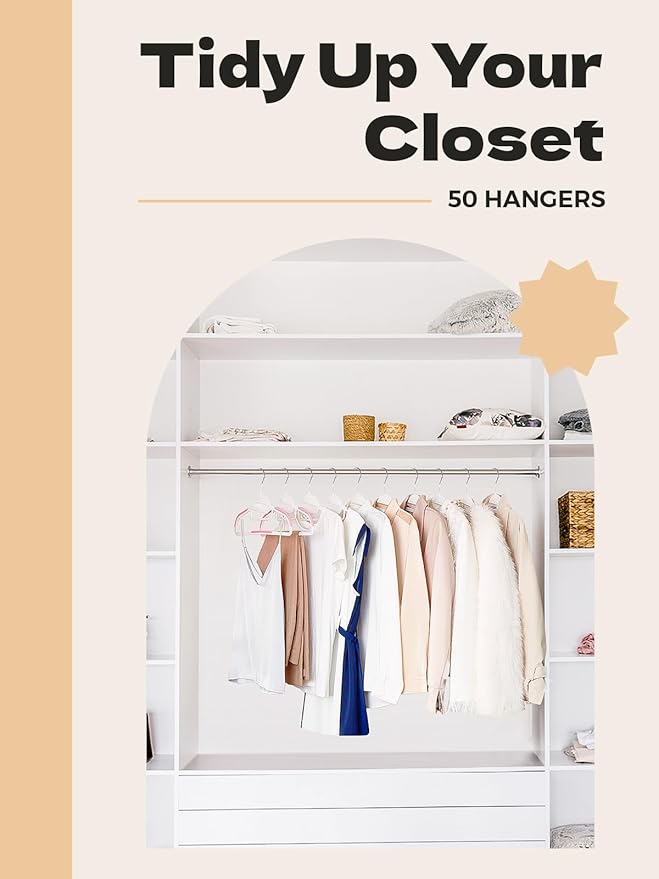HOUSE DAY Heavy Duty Plastic Hangers 100 Pack, Pink Slim Clothes Hangers Space Saving, Non Slip Hangers with Rubber Pads, Durable Coat Hanger for Closet, S-Shaped Hanger for Shirt, Suit, Pant, Skirt