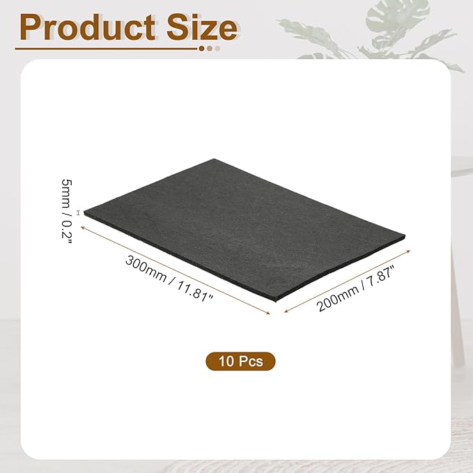 uxcell Felt Furniture Pads, 10Pcs 11.81" x 7.87" Adhesive Backed Felt Non-Slip Anti-Scratch Chair Leg Protectors for Protecting Hardwood Floor, Black