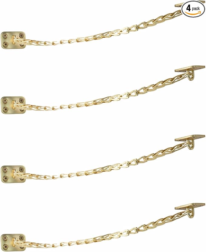 MEGA HANDLES Transom Door Chain 12-Inch, Door Chain Stopper for Transom Windows, Cabinet Door Restraint, Chain Lid Support, Durable Transom Window Hardware for Enhanced Safety - Satin Brass