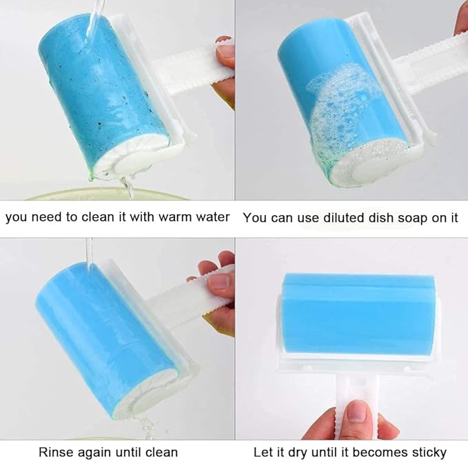MUEDRT Travel Lint Roller 3 Pack, Washable Lint Roller Reusable Compact Pet Hair Remover Cleaner with Cover for Clothes, Pet Hairs, Include Large/Medium/Small Size
