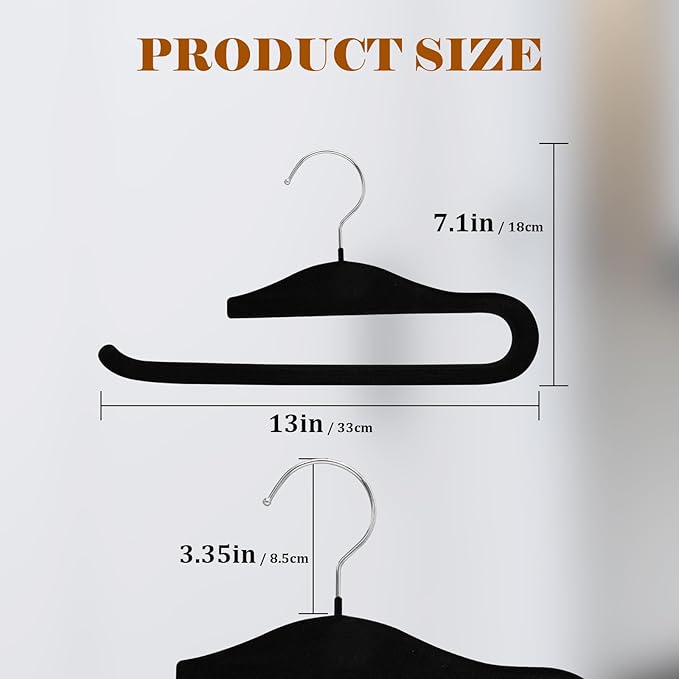 Velvet Hangers Non Slip,20 Pack Space Saving Pants Hangers,Thin Space Saving Clothes Hanger for Closet, Durable Heavy Duty Hanger with 360 Swivel Hook for Pants Towel Jeans(Black)