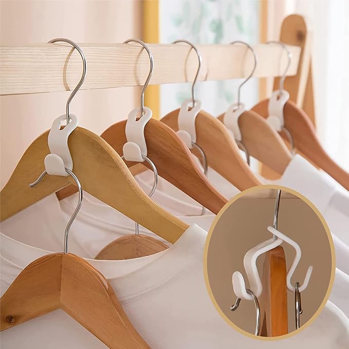 100PCS Clothes Hanger Connector Hooks, Cascading Clothes Hangers for Heavy Duty Space Saving Cascading Connection Hooks for Clothes Closet, White