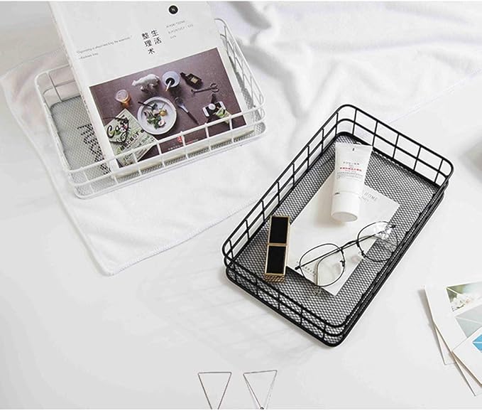 Small Black Metal Wire Cabinet Organizer Storage Organizer Bin Basket Tray (1)
