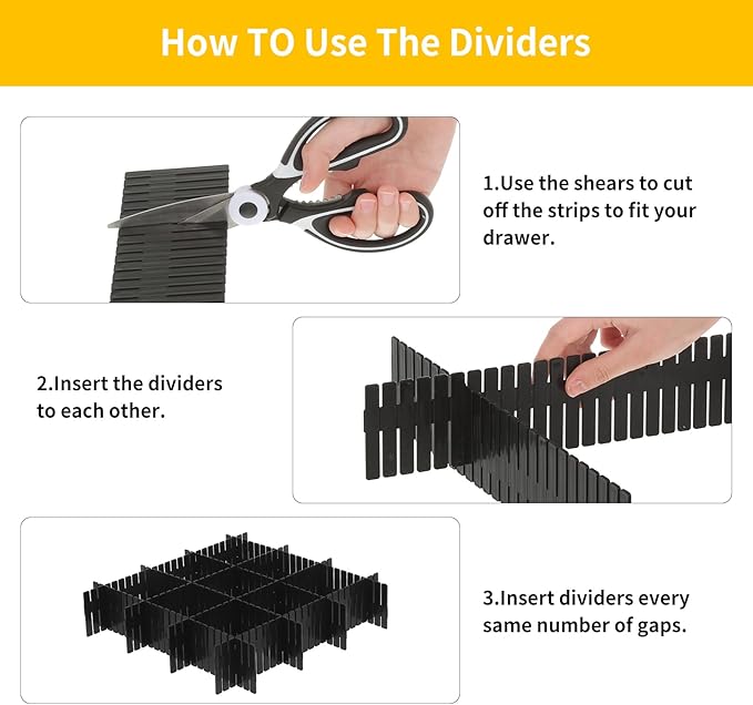 Qozary 42 Pack Adjustable Drawer Organizer Dividers for Socks, Underwear, Makeup, Kitchen, Dresser