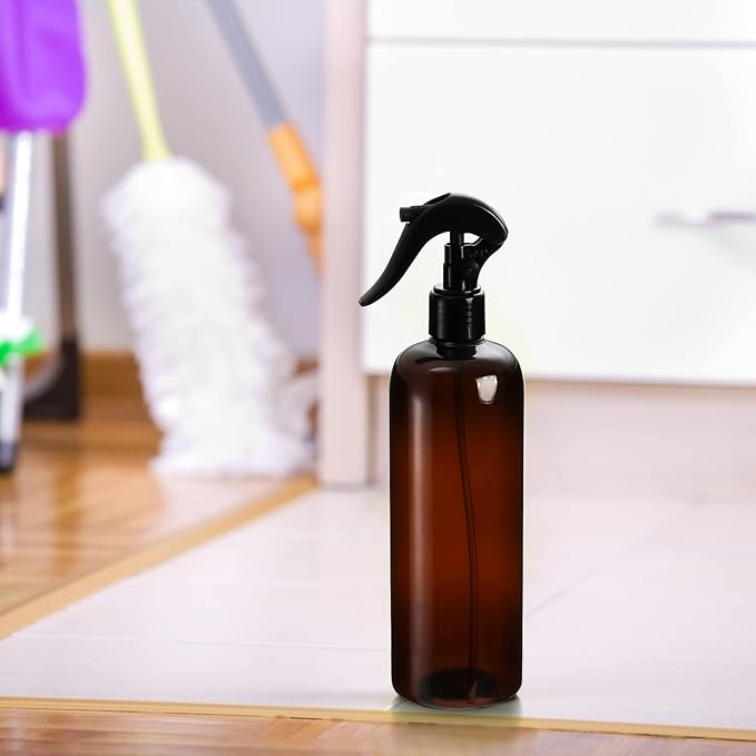 Bekith 12 Pack Plastic Spray Bottles with Black Fine Mist Sprayers, 16oz Refillable Spray Container for Cleaning Solutions, Plants, Hair